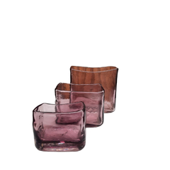Portavelas de vidrio rosado set x 3