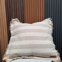 Almohadon tusor rayado crudo beige 50 x 50cm - comprar online