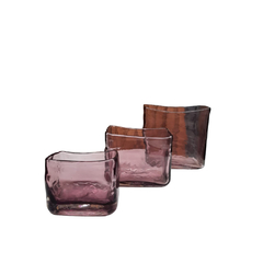 Portavelas de vidrio rosado set x 3 - comprar online