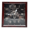 Reloj de Mesa Madera y Fondo Negro 20 cm con vidrio