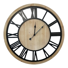Reloj madera hierro números romanos 60 cm