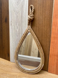 Espejo Fibra Natural para Colgar Forma de Gota 44 cm