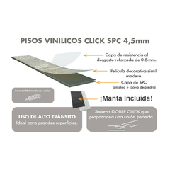 Piso Vinílico Click Spc Simil Madera Roble Encastre Gris x M2 en internet