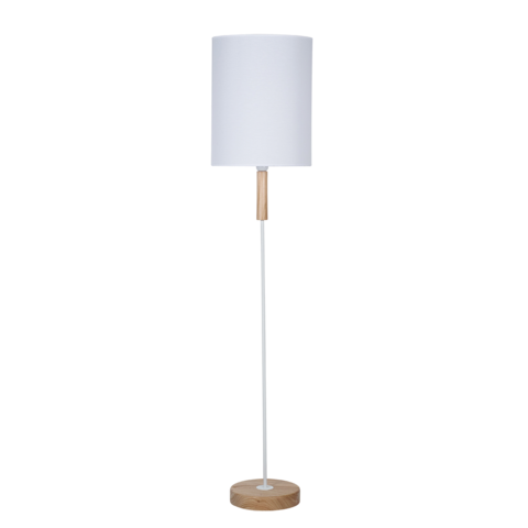 Lámpara de Pie Nórdica en Madera y Metal con Pantalla Blanca Escandinava Moderna 160cm