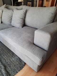 Sofa 3 Cuerpos Tapizado Panne Antimancha Gris 1,10 de Profundidad - comprar online