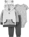 CONJUNTO 3 PECAS CARTERS AGASALHO FLEECE LISTRADO ORELHINHA