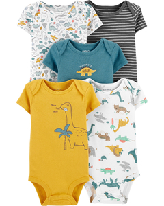 KIT 5 BODYS CARTERS DINO AMARELO