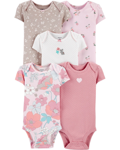 KIT 5 BODYS CARTERS FLORAL COELHO