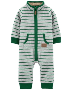 MACACÃO CARTERS FLEECE LISTRADO VERDE SEM PE