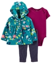 CONJUNTO 3 PECAS CARTERS AGASALHO FLEECE FLORAL COM BOTAO