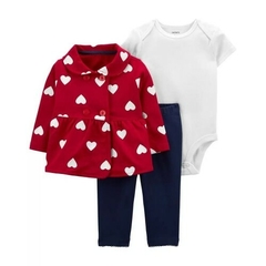 CONJUNTO 3 PECAS CARTERS AGASALHO VERMELHO CORAÇÃO