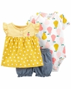 CONJUNTO 3 PECAS CARTERS BODY PERAS, BLUSA E SHORT JEANS