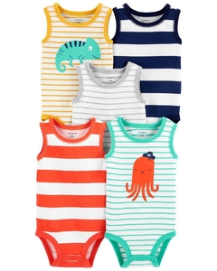 KIT 5 BODYS CARTERS REGATA POLVO/CAMALEAO