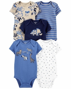 KIT 5 BODYS CARTERS SAFARI AZUL