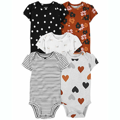 KIT 5 BODYS CARTERS CORAÇÃO E FLORAL