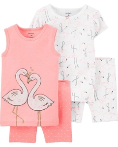 PIJAMAS CARTERS 4 PECAS FLAMINGO