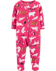 MACACÃO CARTERS FLEECE PINK ANIMAIS