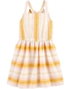 VESTIDO CARTERS DE LINHO LISTRADO AMARELO