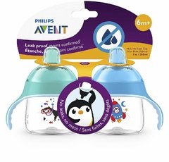 COPO ANTIVAZAMENTO AVENT PHILIPS PINGUIM 200ml 6m+ AZUL - comprar online