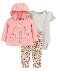 CONJUNTO 3 PECAS CARTERS AGASALHO ACOLCHOADO ROSA - comprar online