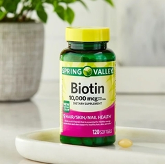 BIOTIN SPRING VALLEY 10,000 MCG PLUS KERATINA, 120 TABLETES EUA