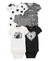 KIT 5 BODYS CARTERS PRETO CORAÇÃO