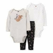 CONJUNTO 3 PECAS CARTERS BODYS KOALA E CALÇA PRETA FLORES