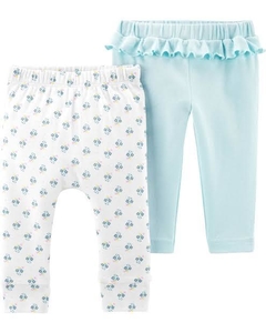 KIT 2 CALÇAS CARTERS BRANCA FLORAL E AZUL - comprar online