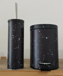 Set Cesto y Escobilla para baño Negro Constelaciones - comprar online