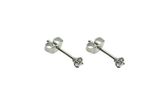 Brinco Zircônia Redonda 3mm 4 Garras Aço - BRAÇ0004 - comprar online