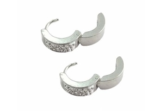 Brinco Argolinha 3 Fileiras de Strass Aço - BRAÇ0018 - comprar online