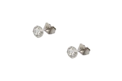 Brinco Zircônia Redonda 4 Garras 4mm Aço - BRAÇ0189 - comprar online