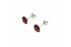 Brinco Strass Vermelho 8mm com Borda Aço - BRAÇ0212 - comprar online