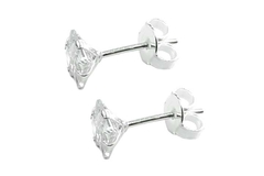 Brinco Zircônia Quadrada 4 Garras Laterais 6mm Prata 925 - BRPR0138 - comprar online