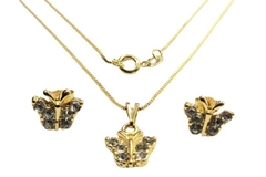 Conjunto Borboleta com Strass Folheado Ouro c/Caixa - CJFO0026 - comprar online