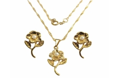 Conjunto Flor com Mini Pérola Folheado Ouro c/Caixa - CJFO0034 - comprar online