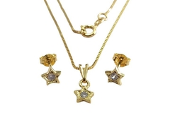 Conjunto Estrela com Strass Folheado Ouro c/Caixa - CJFO0045 - comprar online