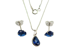 Conjunto Gota Azul Royal Prata 925 c/Caixa - CJPR0010 - comprar online