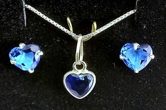 Conjunto Coração Pedra Azul Royal Prata 925 c/Caixa - CJPR0031 - comprar online