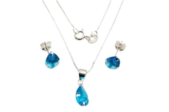 Conjunto Gota Pedra Azul Translúcida Prata 925 c/Caixa - CJPR0032 - comprar online