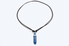 Colar Fio Encerado com Pedra Ágata Azul (Bijuteria) - CLDV0022