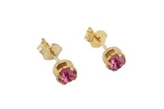 Brinco Copinho Strass Rosa Folheado à Ouro - BRFO0043 - comprar online