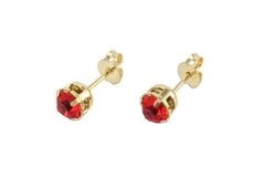 Brinco Copinho Strass Vermelho Folheado à Ouro - BRFO0042 - comprar online