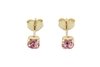 Brinco Mini Strass Rosa 4 Garras Folheado à Ouro - BRFO0117