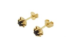 Brinco Flor Copinho 6 Pétalas Strass Preto Folheado à Ouro - BRFO0067 - comprar online