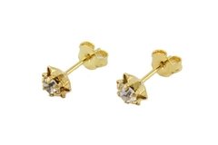 Brinco Flor Copinho 6 Pétalas Strass Cristal Folheado à Ouro - BRFO0070 - comprar online