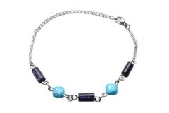 Pulseira Howlita Azul e Pedra da Estrela Aço - PLAÇF0010