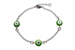 Pulseira Olho Grego Verde Aço - PLAÇF0017