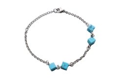 Pulseira Cubos Howlita Azul Aço - PLAÇF0016