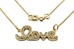 Corrente Love Micro Zircônias Feminina Folheada Ouro c/Caixa - CRFO0025 - comprar online